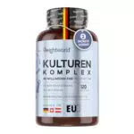 Kulturen Komplex mit 60 Mrd. KBE - 20 Bakterienstämme und Bio Inulin -120 vegane Kapseln - Bakterienkulturen mit Bifidobacterium