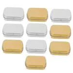 LABRIMP 10Stücke Rechteckige Blechdosen mit Deckel Organizer für Kleine Gegenstände Metalldosen für Bonbons Schmuck Pillen und Mehr