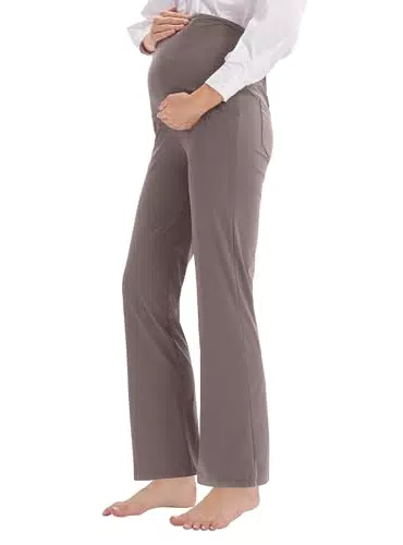 LaiEr Bequeme Umstandshosen Breites Bein Entspannende Yogahose mit extra Bauch-Panel Hosen Lounge Hosen Stretch Schwangerschaft Hose