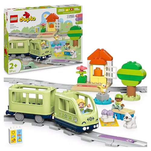 LEGO DUPLO Town Interaktive Abenteuer-Eisenbahn - Ostergeschenk für Vorschulkinder - Spielset mit Lichtern und Geräuschen für Rollenspiele - Lässt Kleinkinder ab 2 Jahren Bahnstrecken Bauen - 10427