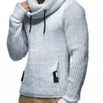Leif Nelson Herren Strickpullover Schwarz mit Kragen/Hochwertiger Winterpullover Regular Fit