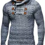 Leif Nelson Herren Strickpullover mit Kapuze – Hochwertiger Winterpullover Regular Fit