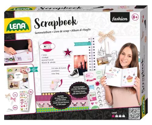 Lena 42332 Bastelset DIY Scrapbooking Sammelalbum, Scrapbook Fotobuch mit 100 Seiten