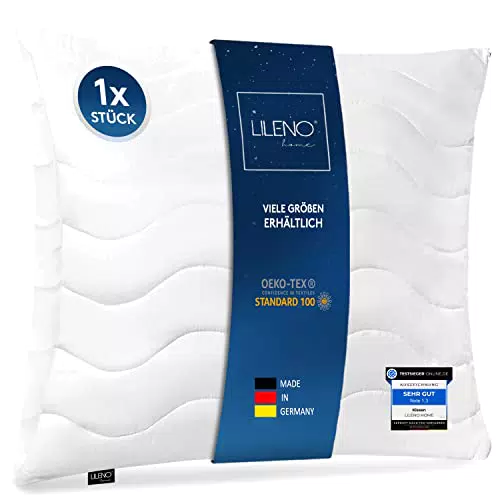 LILENO HOME Kopfkissen 80x80 cm MEDIUM mit 850g Kissen-Füllung - Bett oder Deko Kissen mit Reißverschluss zum Anpassen - Waschbar bis 95° - Sofa-Kissen & Zierkissen für Couch/Bett