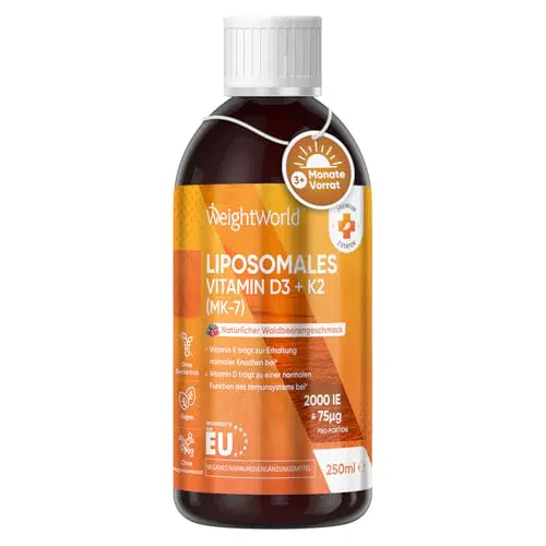 Liposomales Vitamin D3 K2 Tropfen - 2000IE Vitamin D3 + 75 mcg vit K2 MK-7-250ml - Knochen