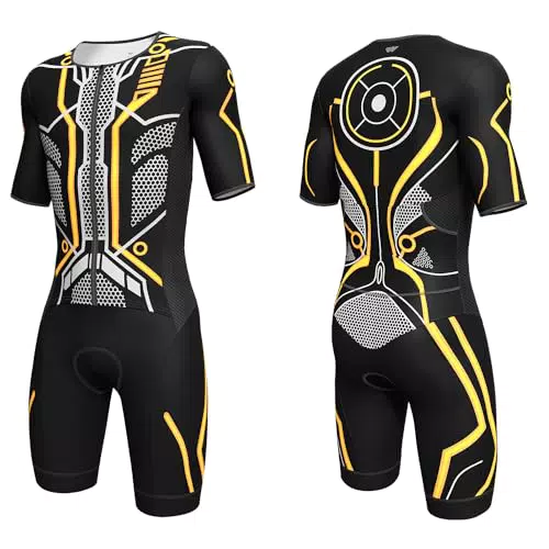 Lo.gas Herren Pro Trisuit Kurzarm Triathlonanzug für Rennen und Triathlon-Wettkämpfe -Triathlon-Anzug für Herren Orange 2 Medium