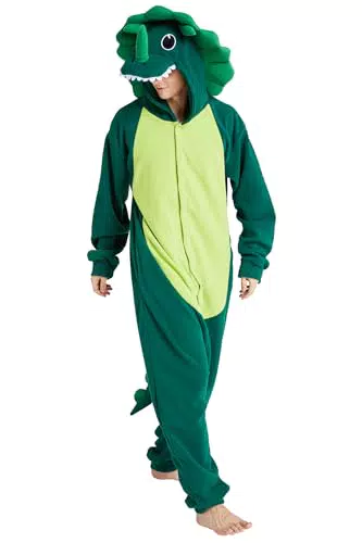 Loiahoer Triceratops Onesie Kostüm für Erwachsene – Halloween Cosplay Pyjama