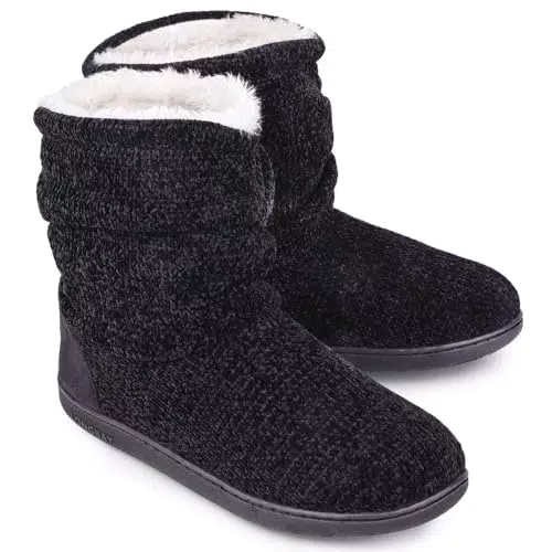 LongBay Damen Winter Warme Chenille Strick Hausschuhe Stiefel Weiche Plüsch Fleece Memory Foam Frauen Pantoffeln