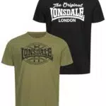 Lonsdale Herren T-Shirt Normale Passform Doppelpack MORHAM Black/Olive S 117432