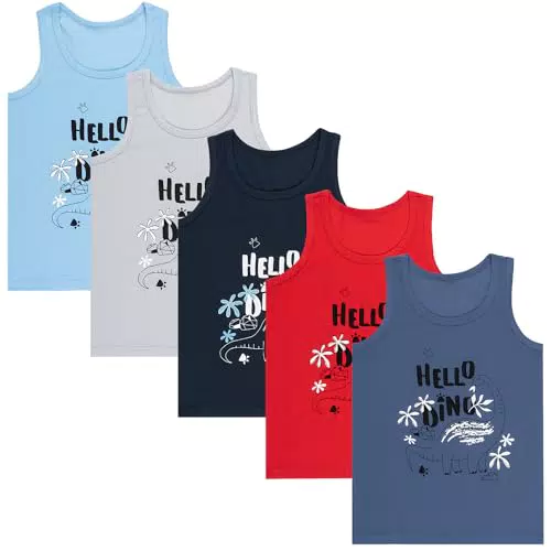 LOREZA 5 Pack Jungen Unterhemden aus Baumwolle Tank Top
