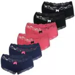LOREZA 6er Set Damen Panties Unterwäsche mit Spitze Baumwolle