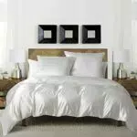 Luofanfei Bettwäsche 155x220 Weiß Creme Satin Glänzend Seide Glatt Bettwäsche-Sets Einfarbig Luxus Glanzsatin Polyester Bettwäsche Bettbezug Set Einzelbett und Kissenbezüge 80x80 cm