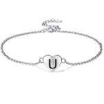 Lydreewam Buchstaben A-Z Fußkettchen Silber 925 für Damen Liebe Herz Fusskettchen für Sommer Barfuß Strand