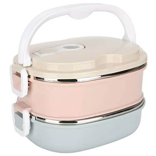 lyrlody Lunchbox aus Edelstahl -Box mit 1/2/3 Tragbarer Luftdichter Lunchbox mit Griff für Erwachsene und Kinder,Haltezeit 2-3 Stunden