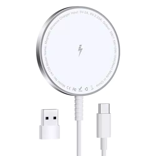 Mag-Safe Ladegerät für iPhone Ladestation: Magnet Wireless Charger Induktive Kabelloses Ladepad Kompatibel mit iPhone 16 15 14 13 12 und Air-Pods 3 2 Pro