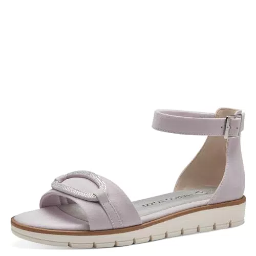 Marco Tozzi Damen Sandalen flach mit verstellbarem Riemen, vegan