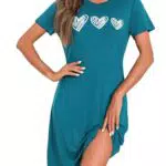 Marvmys Nachthemd Damen Kurzarm Schlafshirt Baumwolle Printed Sleepshirt Sommer T-Shirt Schlafhemd Frauen Nachtwäsche Schlafkleid