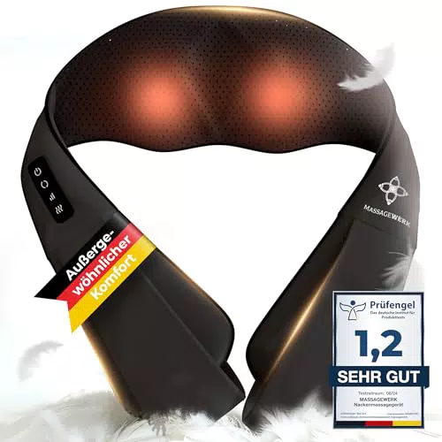 MASSAGEWERK® Shiatsu Nacken- und Rückenmassagegerät mit Wärmefunktion