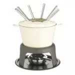 MasterClass Fondue-Set aus Gusseisen, Fondue-Topf mit 6 Gabeln und emaillierter Schüssel aus Gusseisen