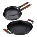 MasterPRO Odín, Juego de sartenes antiadherentes 20 y 24 y placa de parrilla de 28 cm