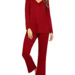 MAXMODA Schlafanzug Damen Lang Pyjama Set Langarm Nachtwäsche Winter Schlafanzüge Zweiteiliger