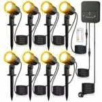 MEIKEE Gartenbeleuchtung 2700K 4000K 6000K Auto On/Off 3 Helligkeit 2 Dynamische Modi IP66 Wasserdicht Timing-Funktion Gartenleuchte mit Fernbedienung Ideal für Außen