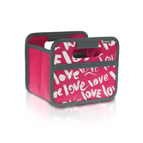 meori Faltbox Mini in Pink mit Motiv Love Kleine Klappbox mit Griffen Geschenkidee und Allzweck Aufbewahrungslösung - A100314 - 16