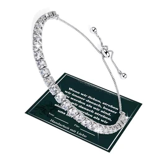 Mia&Cale Armband Damen mit Shining Silber 925 Kristall Tennis Armband Geschenk für Freundin Ehefrau Armband für Mädchen Geschenk zum Schulanfang für Geburtstage Jubiläen Weihnachten