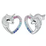 Micory Einhorn Ohrringe Silber 925 Dame, Herz Ohrstecker Geschenke für Mädchen Frauen Tochter Enkelin