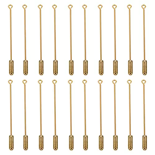 Milisten 20Pcs Brosche Pin Stick Metall Pins Anzug Revers Pin- Stick mit Stopper Enden DIY Schmuck Zubehör Krawatte Hüte Schal Goldene