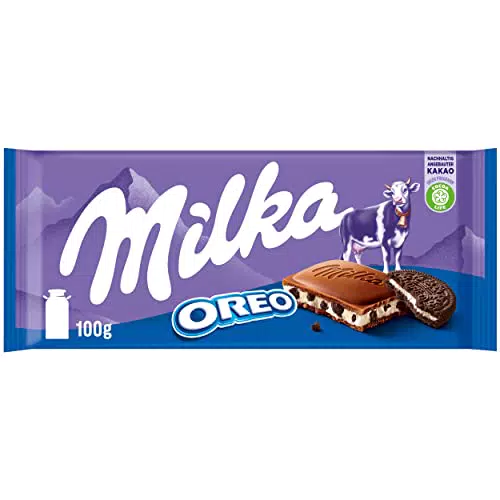 Milka & OREO Schokolade 1 x 100g I Alpenmilch-Schokolade I mit Alpenmilch-Créme-Füllung und OREO Keks-Stückchen I Milka Schokolade aus 100% Alpenmilch I Tafelschokolade