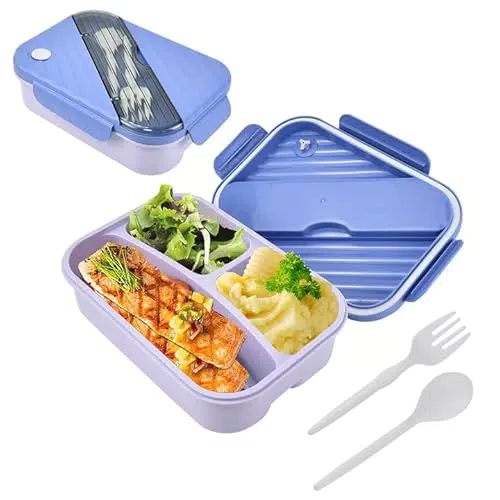 MININUSI Lunchbox mit Fächern, Frühstücksbox mit 3 Fächern