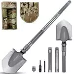 MOSFiATA Klappspaten 75cm Klappschaufel, 16 All-in-Function Survival Schaufel mit 2 Stück verstellbarem rutschfestem Aluminiumrohr