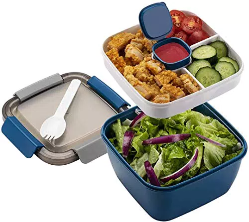 MUJUZE Lunchbox mit unterteilung fächern, Salatbox to go Erwachsene/Kinder