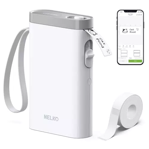 Nelko Etikettendrucker P21 - Tragbares Bluetooth Etikettiergerät für iOS und Android