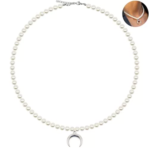 Netrox - Hochwertige Perlenkette mit Geschenkbox - für Damen & Herren - verstellbare Kette - Perlenkette Damen
