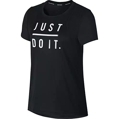 Nike Damen Top Short-Sleeve Graphic, Black/White/Reflective Silver 942073-010
