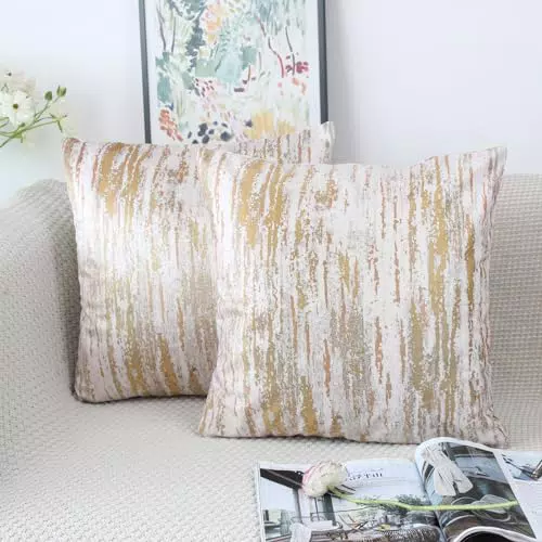 NIULAA Samt Kissenbezug 45x45 2er Set Gelb Kissenbezüge Vintage Sofakissen Couchkissen Aesthetic Dekokissen Kissenhülle Deko Kissenhüllen Quadratisch Zierkissen Wohnzimmer Couch