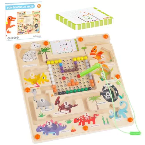 NZZVNZ Magnetspiel Labyrinth, Magnetische Farbe und Zahl Labyrinth Board ab 3-6 Jahre