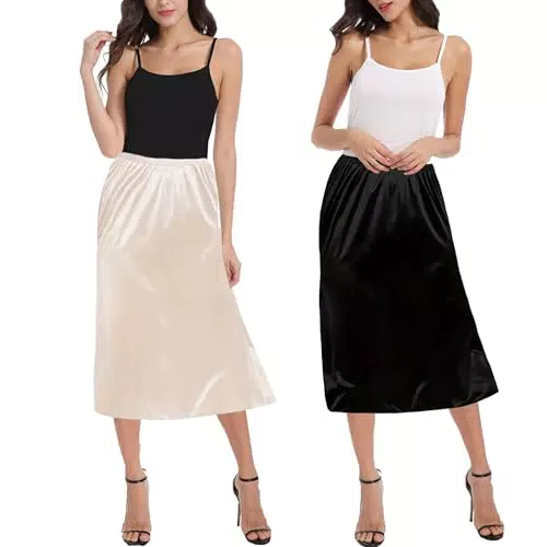 OBBUE Petticoat Unterrock Lange Antistatisch Satin für Unterkleider