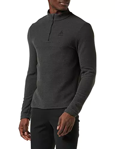 Odlo Herren Langarm Shirt mit Reißverschluss ROY, shale grey - black stripes