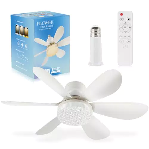 OKYUK Ventilator Deckenleuchte, Deckenventilator mit Beleuchtung