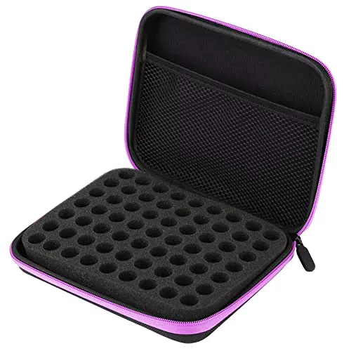Omabeta Aufbewahrungskoffer für ätherische Öle 63 Steckplätze Tragbarer Aromatherapie-Ölbeutel-Koffer Box Organizer-Halter mit Tragegriff für Reise und Aufbewahrung