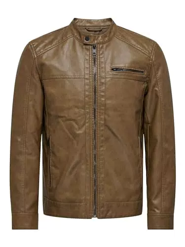 ONLY & SONS Herren Kunstlederjacke - Stilvolle Jacke für Männer