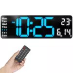Opis Clock 1 XL Blau/Weiß: Wanduhr Digital mit Temperaturanzeige