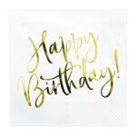 Party Deco Servietten für Geburtstag - Happy Birthday - Geburtstag mit Goldschrift