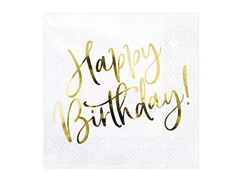 Party Deco Servietten für Geburtstag - Happy Birthday - Geburtstag mit Goldschrift