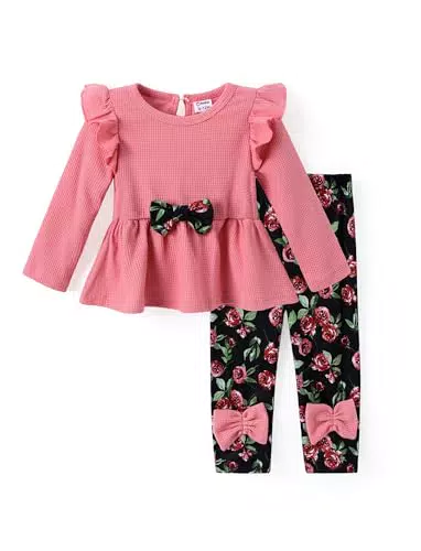 PATPAT Baby Bekleidungssets Mädchen, Babykleidung mit Langarm Shirt Kleid & Hose