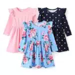PATPAT Mädchen Kleid Set - 3-Teiliges Klassisches Prinzessin Langarm Kleid