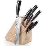 PAUDIN Messerblock mit Messer, Messerset mit Holzblock